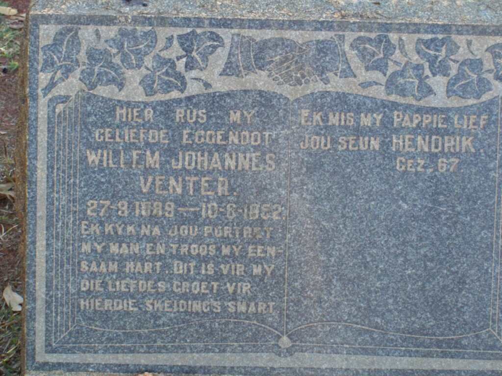VENTER Willem Johannes 1889-1952