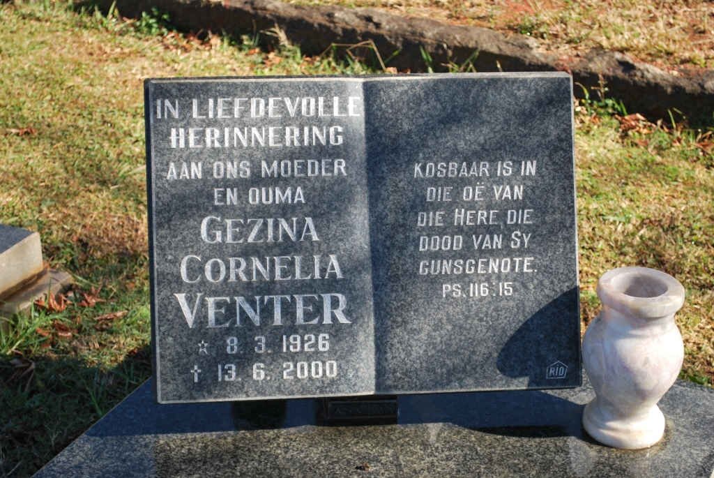 VENTER Gezina Cornelia 1926-2000