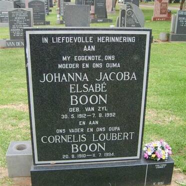 BOON Cornelis Loubert 1910-1994 &amp; Johanna Jacoba Elsabé VAN ZYL 1912-1992