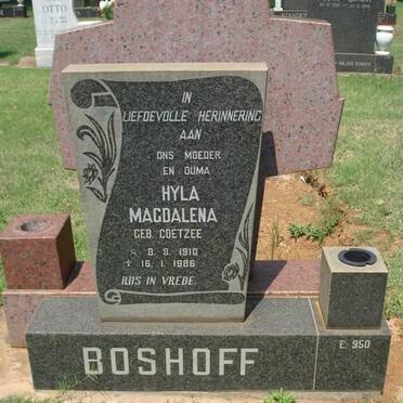 BOSHOFF Hyla Magdalena neé COETZEE 1910-1986