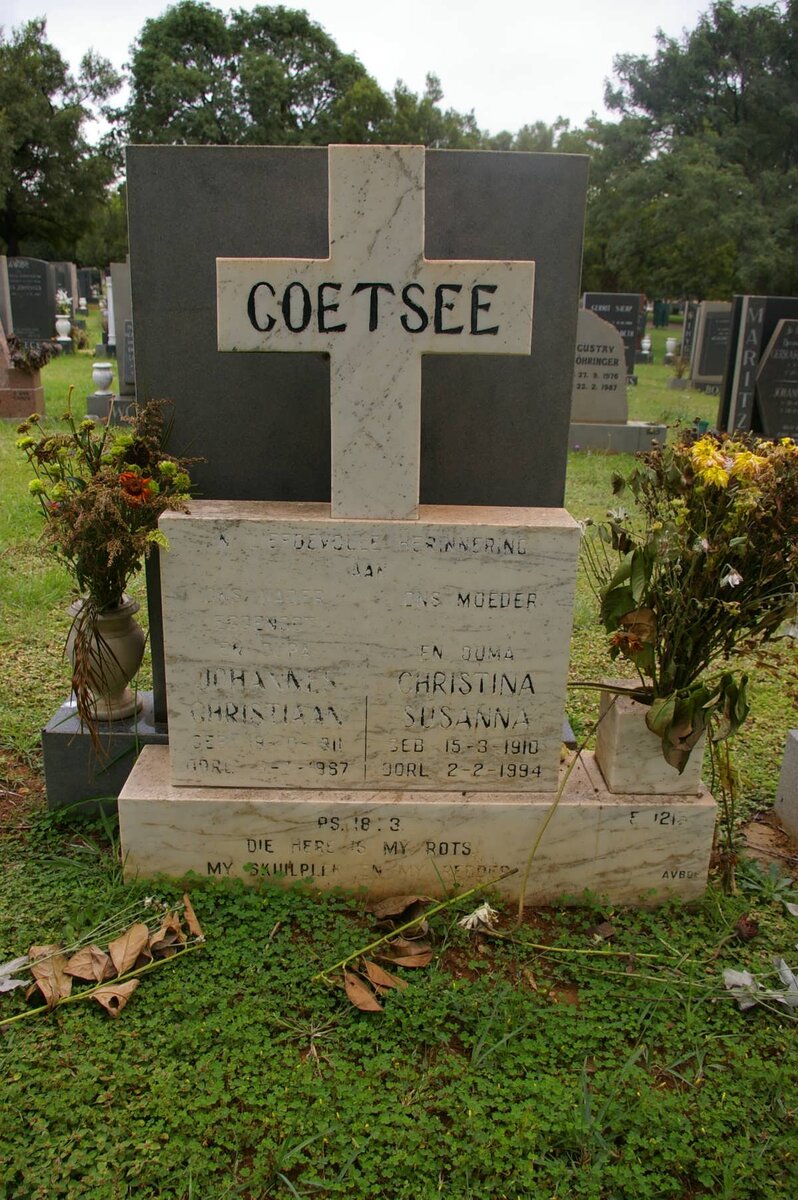COETSEE Johannes Christiaan 1911-1987 &amp; Christina Susanna 1910-1994