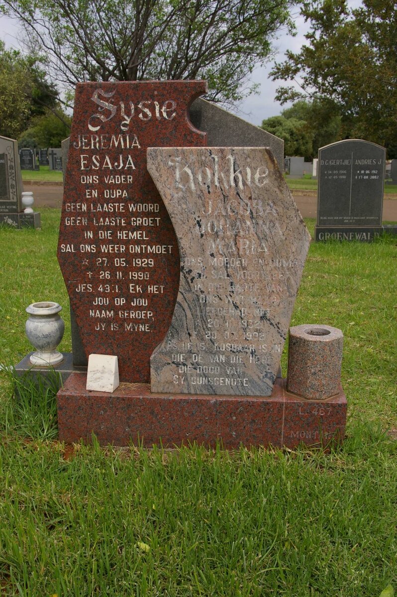 FOUCHE Jeremia Esaja 1929-1990 &amp; Jacoba Johanna Maria 1932-1992