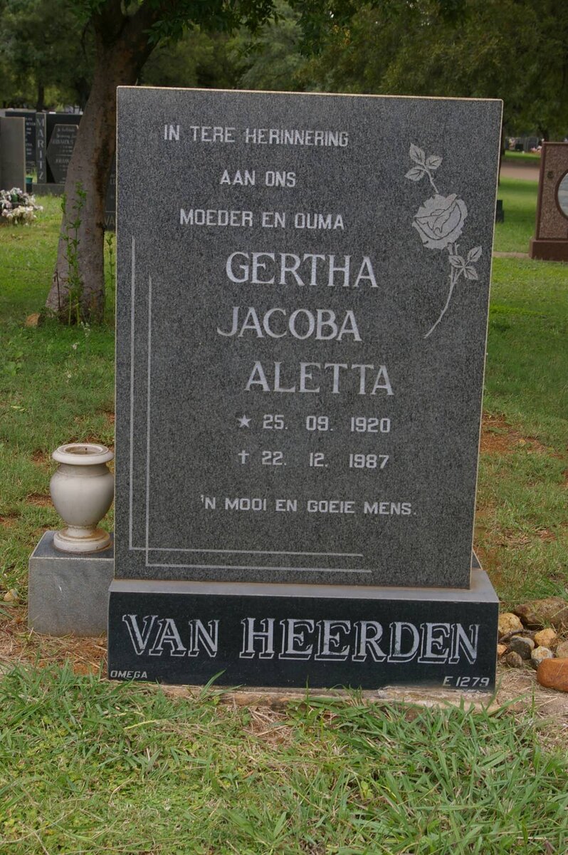 HEERDEN Gertha Jacoba Aletta, van 1920-1987
