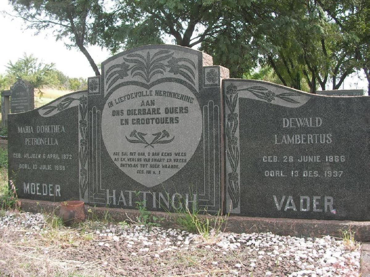 HATTINGH Dewald Lambertus 1866-1937 & Maria Dorethea Petronella VILJOEN 1872-1958