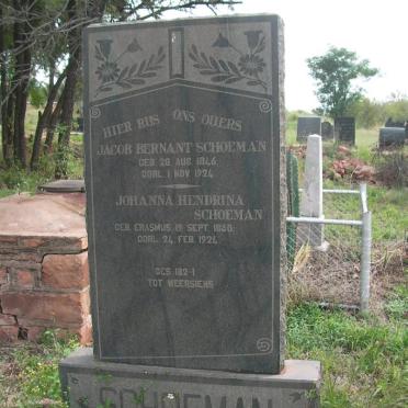 SCHOEMAN Jacob Bernant 1846-1924 &amp; Johanna Hendrina ERASMUS 1850-1924