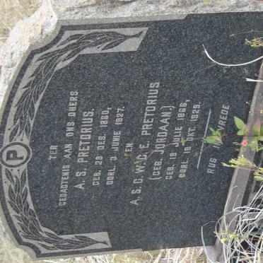 PRETORIUS A.S. 1860-1927 &amp; A.S.G.W.C.E. JORDAAN 1868-1929