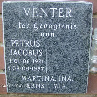 VENTER Petrus Jacobus 1921-1997