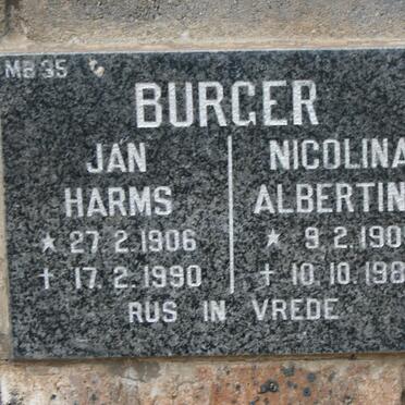 BURGER Jan Harms 1906-1990 &amp; Nicolina Albertina 1905-1985