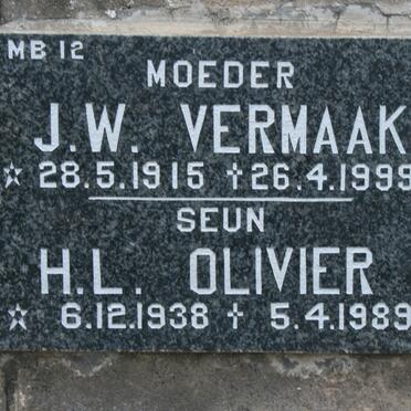 VERMAAK J.W. 1915-1999 :: OLIVIER H.L. 1938-1999