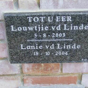 LINDE Louwtjie, v.d. -2003 &amp; Lanie -2004