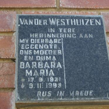 WESTHUIZEN Barbara Maria, van der 1921-1995