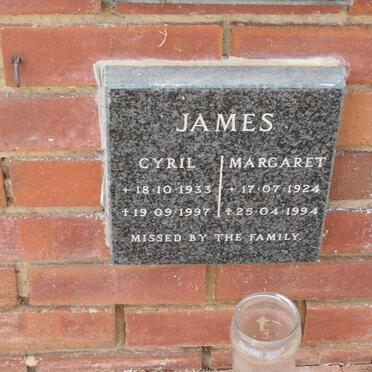 JAMES Cyril 1933-1997 &amp; Margaret 1924-1994