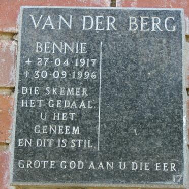BERG Bennie, van der 1917-1996