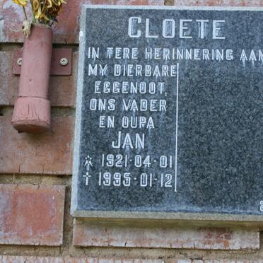 CLOETE Jan 1921-1995