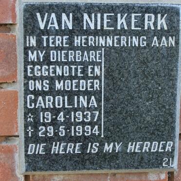 NIEKERK Carolina, van 1937-1994