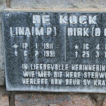KOCK D.C.W., de 1914-1996 &amp; M.P. 1911-1991