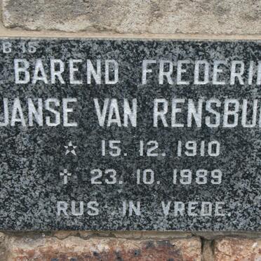 RENSBURG Barend Frederik, Janse van 1910-1989