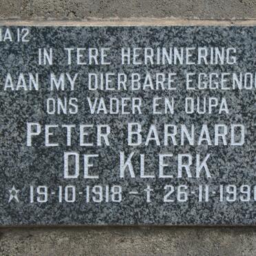 KLERK Peter Barnard, de 1918-1990