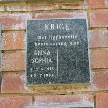 KRIGE Anna Sophia 1916-1993