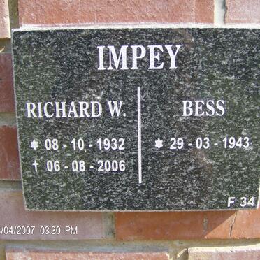 IMPEY Richard W. 1932-2006 &amp; Bess 1943-