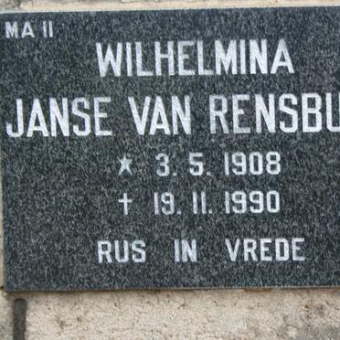 RENSBURG Wilhelmina, Janse van 1908-1990