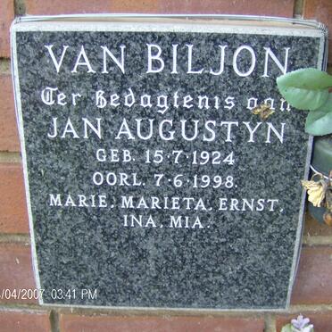 BILJON Jan Augustyn, van 1924-1998