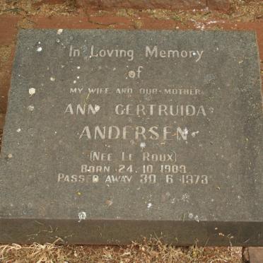 ANDERSEN Ann Gertruida nee LE ROUX 1909-1973
