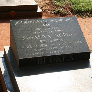 BEUKES Susanna Sophia nee LE ROUX 1896-1984
