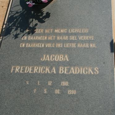 BEADICKS Jacoba Fredericka 1910-1990