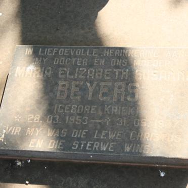 BEYERS Maria Elizabeth Susanna nee KRIEK 1953-1987