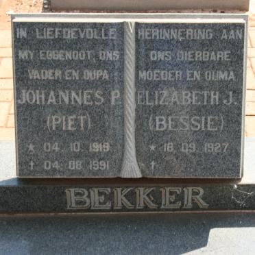 BEKKER Johannes P. 1919-1991 &amp; Elizabeth J. 1927-