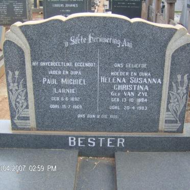 BESTER Paul Michiel 1892-1969 &amp; Helena Susanna Christina VAN ZYL 1894-1983