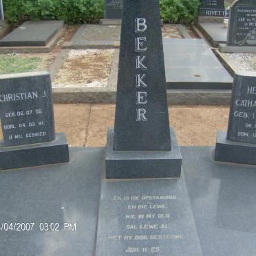 BEKKER Christian J. 1905-1991 &amp; Hester Catharina P. BOTHA 1910-1986