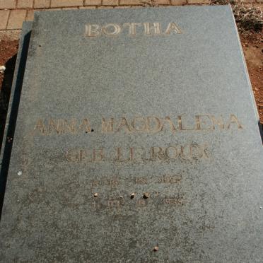 BOTHA Anna Magdalena nee LE ROUX 1932-1989
