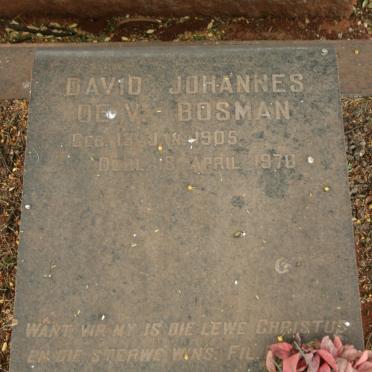 BOSMAN David Johannes De V. 1905-1970