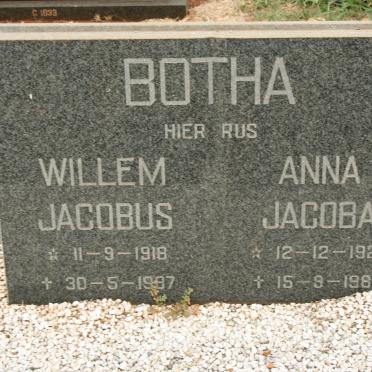BOTHA Willem Jacobus 1918-1987 &amp; Anna Jacoba 1927-1987