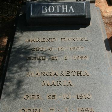 BOTHA Barend Daniel 1907-1992 &amp; Margaretha Maria 1910-1994