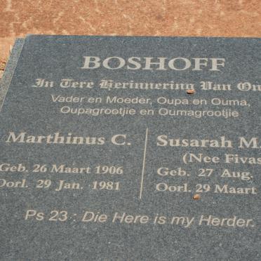 BOSHOFF Marthinus C. 1906-1981 &amp; Susarah M.M. FIVAS 1907-1999