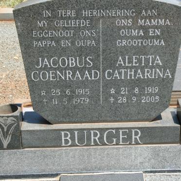 BURGER Jacobus Coenraad 1915-1979 &amp; Aletta Catharina 1919-2005