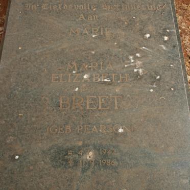 BREEDT Maria Elizabeth nee PEARSON 1942-1986
