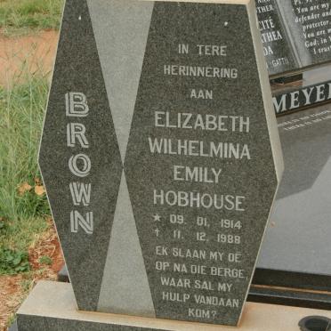 BROWN Elizabeth Wilhelmina Emily Hobhouse 1914-1988