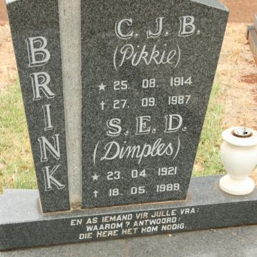 BRINK C.J.B. 1914-1987 &amp; S.E.D. 1921-1989