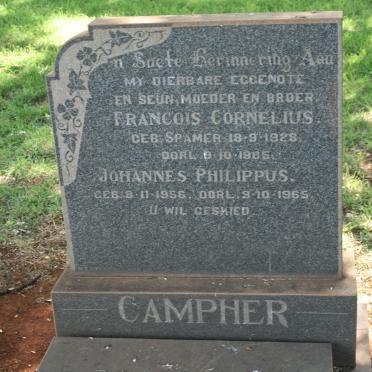 CAMPHER Johannes Philippus 1956-1965 :: CAMPHER Francois Cornelius nee SPAMER 1928-1965