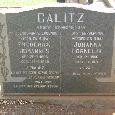 CALITZ Frederick Johannes 1895-1968 &amp; Johanna Cornelia 1906-1971