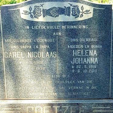 COETZEE Carel Nicolaas 1908-1978 &amp; Helena Johanna 1918-2010