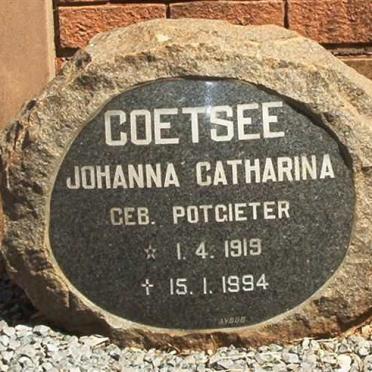 COETSEE Dirk Jacobus 1913-1993 &amp; Johanna Catharina POTGIETER 1919-1994
