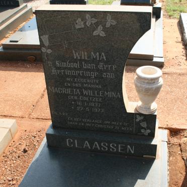 CLAASSEN Magrieta Willemina nee COETZEE 1937-1973