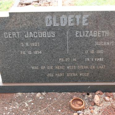CLOETE Gert Jacobus 1907-1974 &amp; Elizabeth Maria AUCAMP 1910-1981