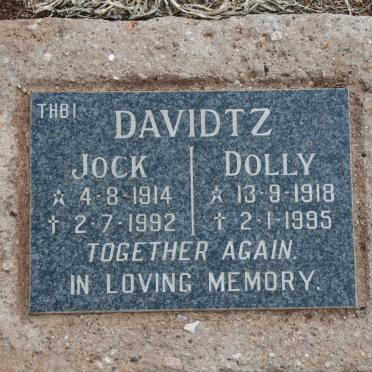 DAVIDTZ Jock 1914-1992 &amp; Dolly 1918-1995