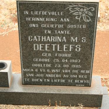 DEETLEFS Catharina M.S. nee FOURIE 1907-1985